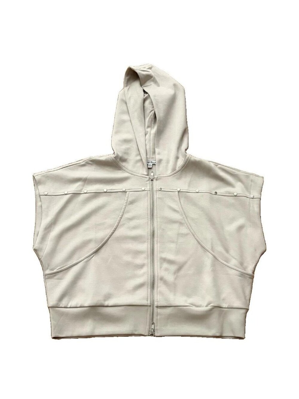 White Birch Women’s Large Stone Oversized Studded Hoodie Short Sleeve New